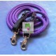 Rênes bouclées en corde violet avec rubans en cuir noir