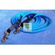 Sky blue looped reins with black leather water straps