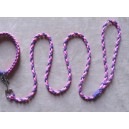 Braided dog lead - small dog - neon pink and purple